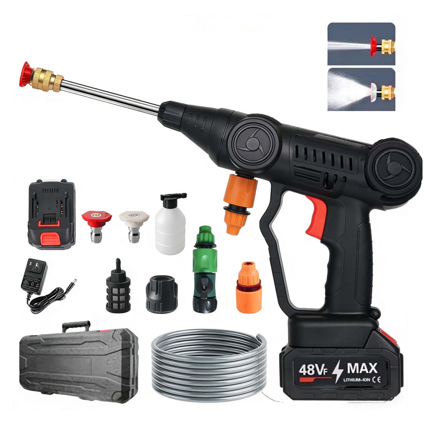 Ebooine Cordless Pressure Washer | Battery Powered, 2 Nozzles & Foam Cannon
