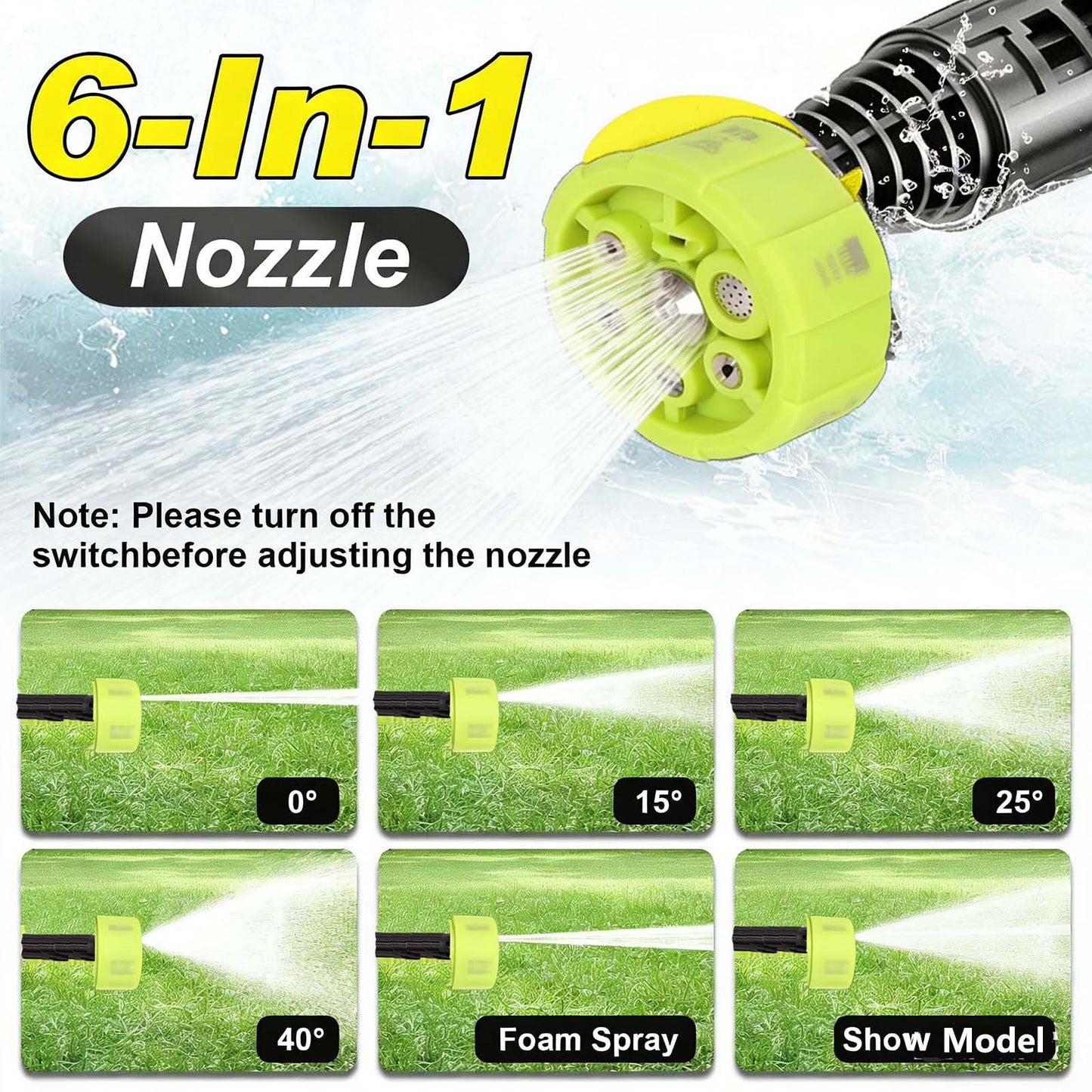 Ebooine Pro 1016 PSI Cordless Pressure Washer | 4.0Ah Battery & 6-in-1 Nozzle