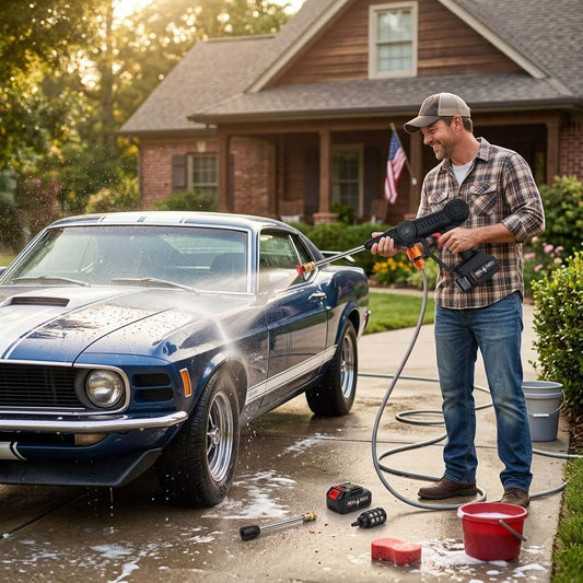 Ebooine Cordless Pressure Washer | Battery Powered, 2 Nozzles & Foam Cannon